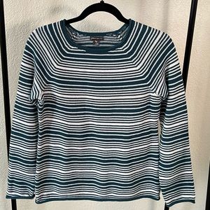 Eddie Bauer Teal Cotton Striped Sweater